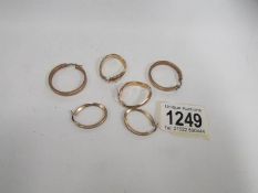 3 pairs of 9ct gold earrings,