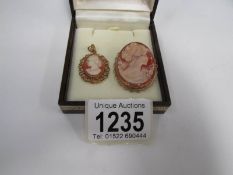 A 9ct gold cameo pendant and one other