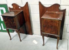 A pair of walnut bedsides