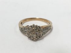 A 9ct gold ring with diamond chips