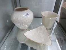 2 Lenox USA porcelain vases and a dish