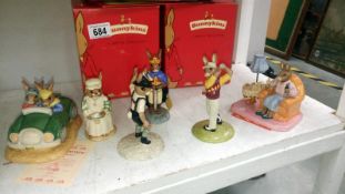 6 Royal Doulton Bunnikin figurines including Day Trip