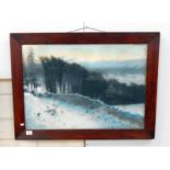 A large oak framed winter scene by Farquson