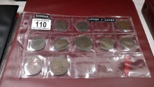 Canada copper 1 cent 1882 H, 1891 UN token, half penny 1844 & 1852, 1837 penny, 1850,
