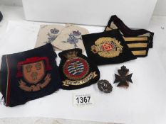 A quantity of cloth badges including Royal Engineer's, Torquay royal Navy far east fleet,