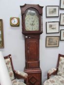 An oak 8 day painted face long case clock