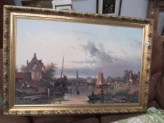 A river scene print in gilt frame