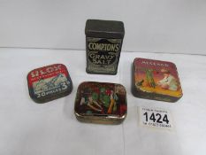 4 small advertising tins including Meccano