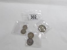 Philippines silver 50 centavos 1944, 2 x 20 centavos 1968,