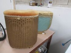 A Lloyd Loom linen bin and one other