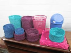 A mixed lot of storage baskets etc