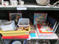 A shelf of assorted toys