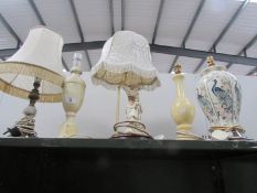 A quantity of table lamps