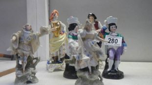 6 19th century porcelain figures