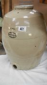 A 4 gallon stoneware barrel (no tap)