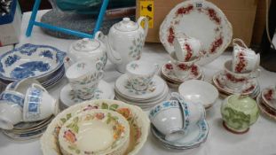 A mixed lot of tea ware including Paragon, Coalport, Tuscan,