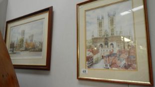 2 prints of Lincoln cathedral scenes