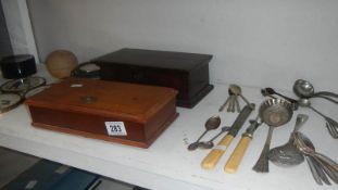 A wooden scale base, a box,