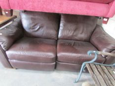 A brown leather sofa