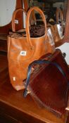 A leather bag,