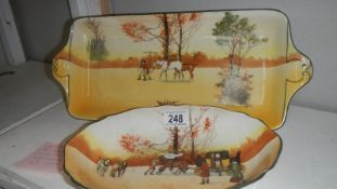 A large Royal Doulton country scene sandwich plate and one other