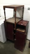 An old pine cabinet a/f & a wooden table