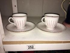 Two 19th century porcelain cup & saucers by Richard Hawkins,