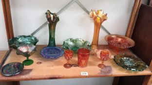 13 pieces of carnival glass