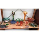 13 pieces of carnival glass