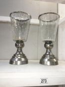 2 large crackle glazed candle holders