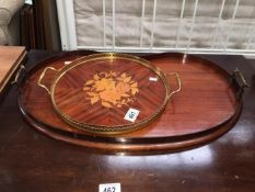 An Edwardian inlaid tray & 1 other