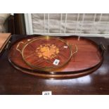 An Edwardian inlaid tray & 1 other