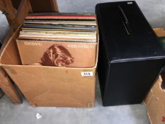 A box of LP records & a case of records