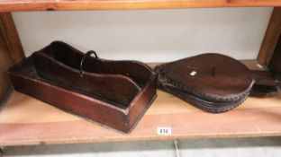 A set of bellows & Victorian cutlery tray