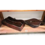 A set of bellows & Victorian cutlery tray