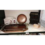 A vintage tray & other wooden items