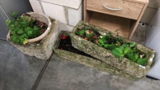 A quantity of concrete garden planters (3)