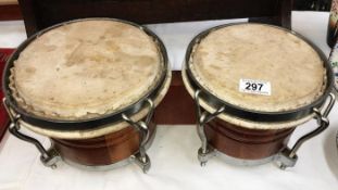 A pair of bongo drums
