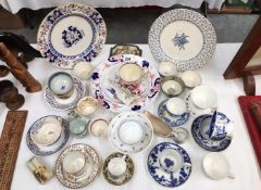 A quantity of 19th & 20th century pottery & porcelain including cups & plates A/F