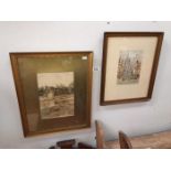 A pair of framed and glazed pictures town scene and picture of York Cathedral