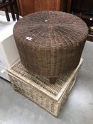 A wicker table & storage box