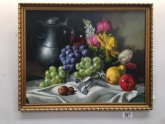 A still life on board by Wilf Walker