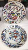 Two 19th century ironstone plates, one from the kitchen department, Trinity college,