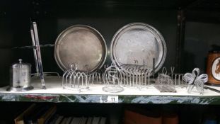 A collection of silver plate items,