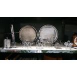 A collection of silver plate items,