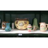 A good collection of pottery items including jardinier & Japanese etc.