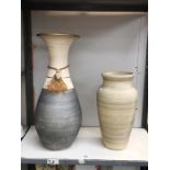 2 large pottery vases