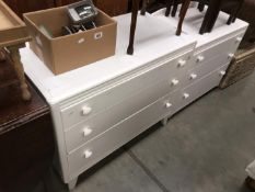 Two painted 3 drawer chests