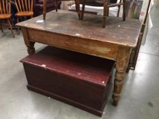 A Victorian pine scrub top table