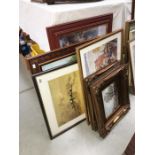 9 assorted framed and glazed prints including railways, trams, RAF etc.